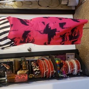 Creepy horror Eyes Pink Face Body Parts Long Bodycon spooky Dress XL